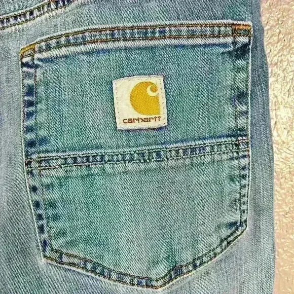 CARHARTT Classic Relaxed Fit Light Wash Distressed Jeans Work Denim Men 38 x 34 - Picture 11 of 12